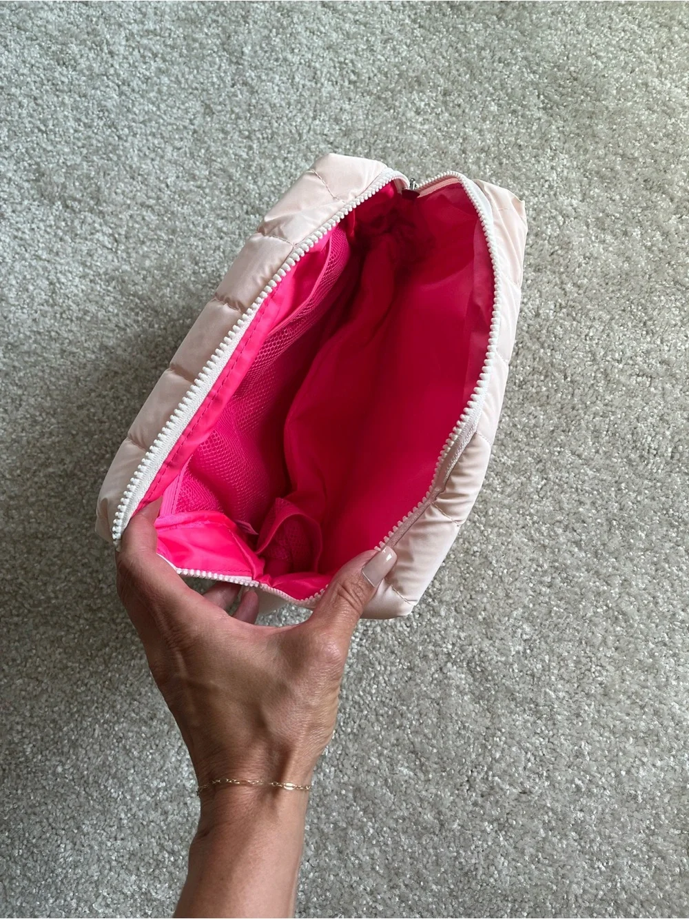 Polite Society Pink Quilted Makeup Bag with Lip Plumper and Setting Powder NWT